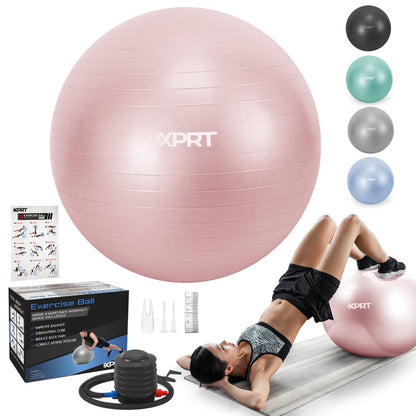 65 Cm Pink Exercise Ball, Anti-Slip Yoga Stability Ball with Foot Pump for Women’S Home Workout